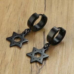 Star of David Black Earrings