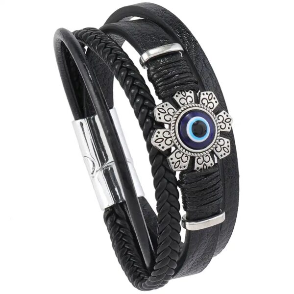 Blue Eyes Black Leather Bracelets