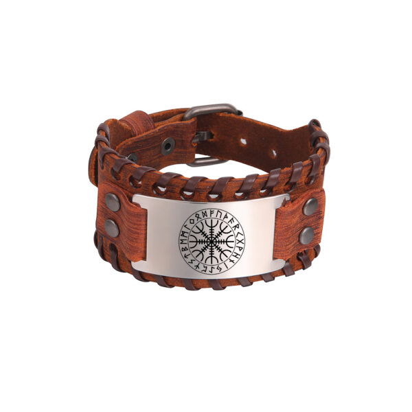 LIKGREAT Wide Leather Bracelet (Brown)