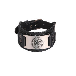 LIKGREAT Wide Leather Bracelet (Black)