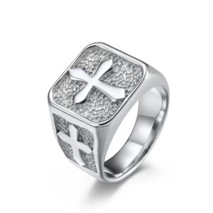 Stainless Steel Cross Signet Ring(SILVER)