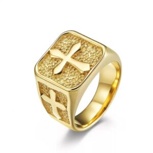 Unique Cross Signet Ring(GOLD)